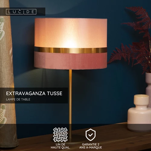 Lucide EXTRAVAGANZA TUSSE - Lampe de table - Ø 30 cm - 1xE14 - Rose - USP